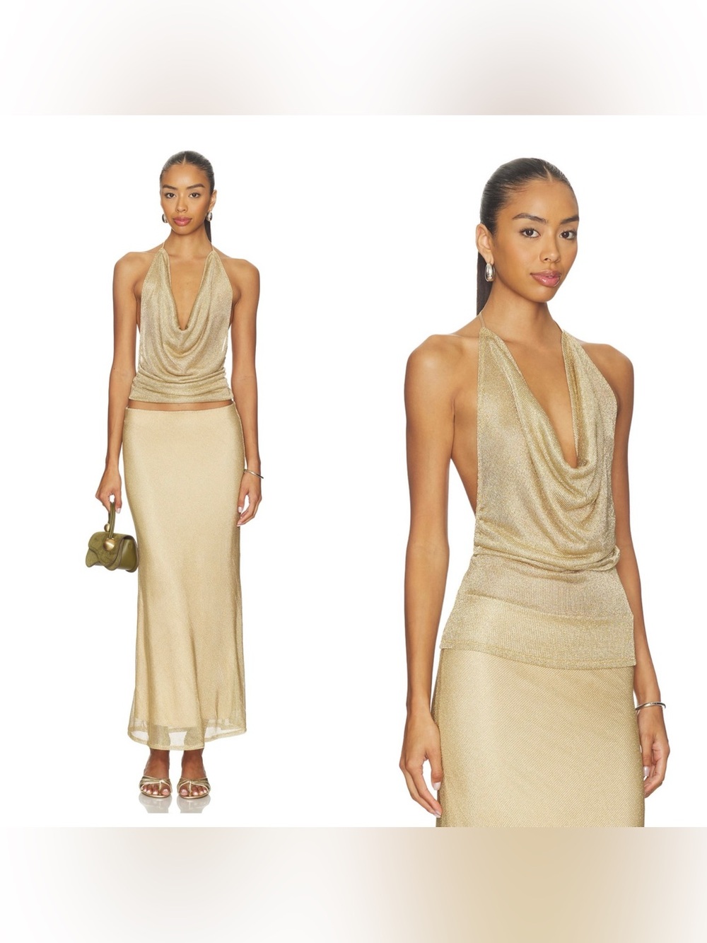 NWT BELLA VENICE Elsa halter top in gold